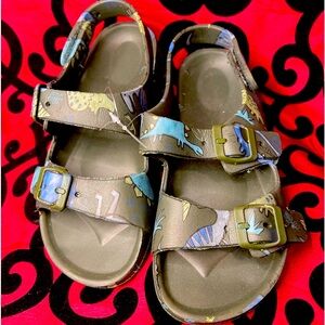 Boys Dinosaur Army Green Sandals